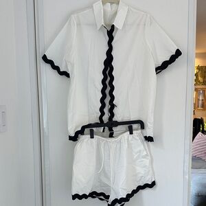 Women's White and Black Swim Coverup Set